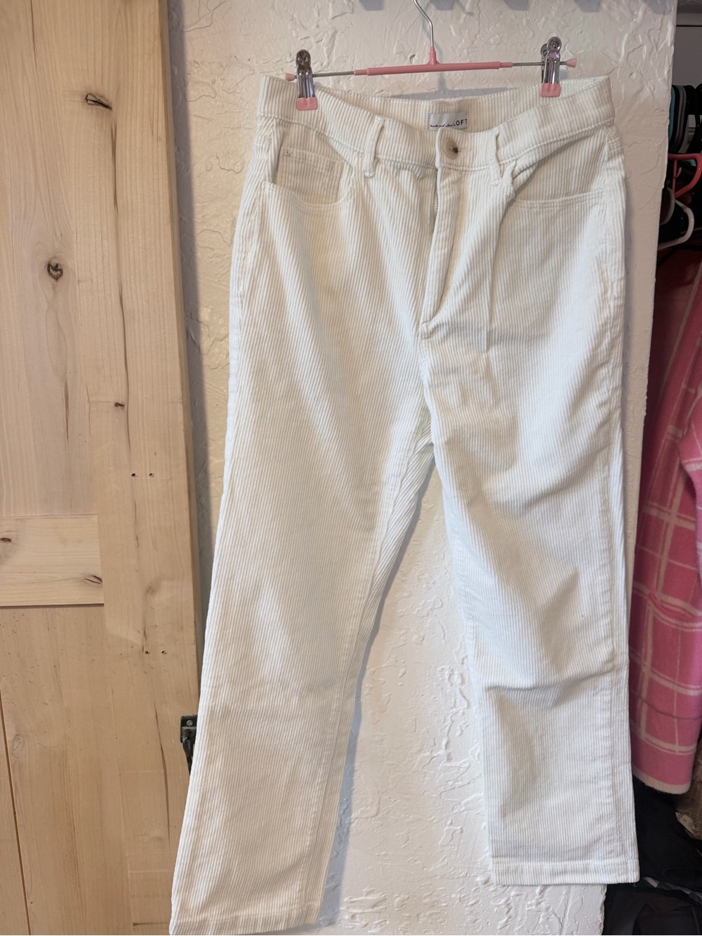 LOFT White Corduroy Button-Front Skirt